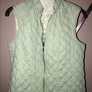 Reversible Quilted Sage Green Zipper Vest S/M